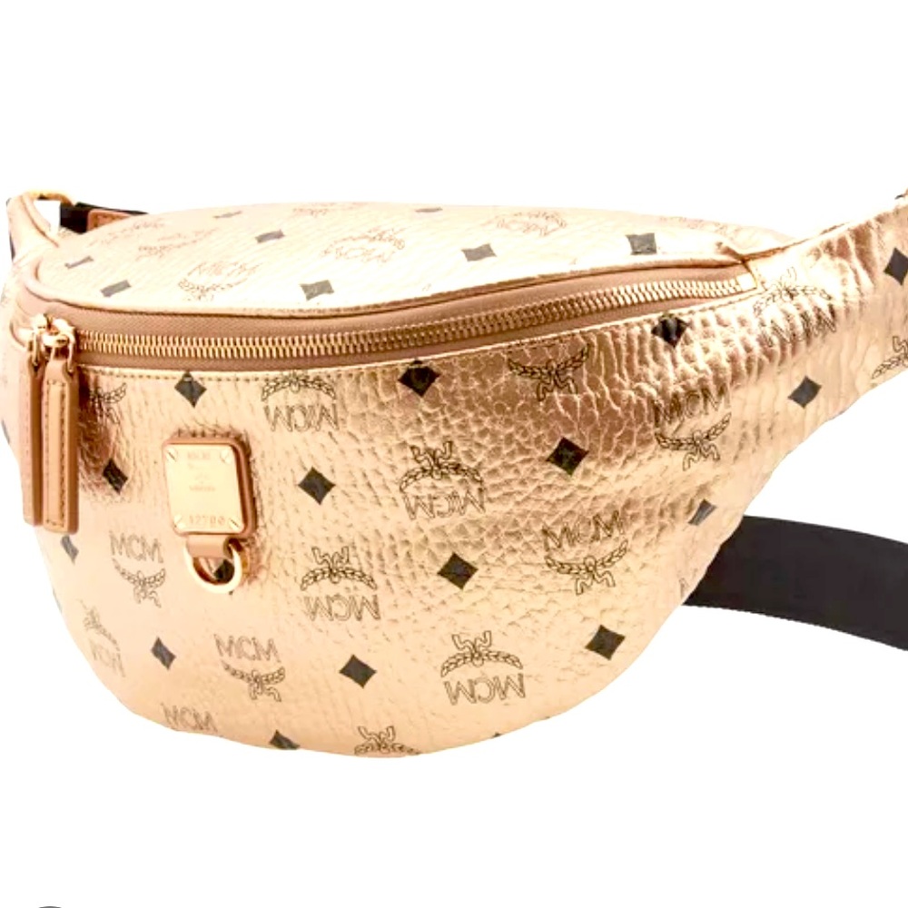 Like New MCM Furston Medium Belt Bag in Rose Gold